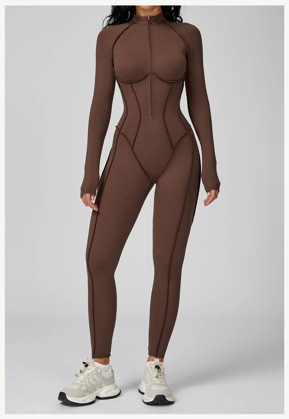 Yoga Bodysuit Long Sleeved Women's Tracksuits Gym Zipper Jumpsuits Sports Workout High-intensity Fitness One-piece Tights Suit Nova Trendz