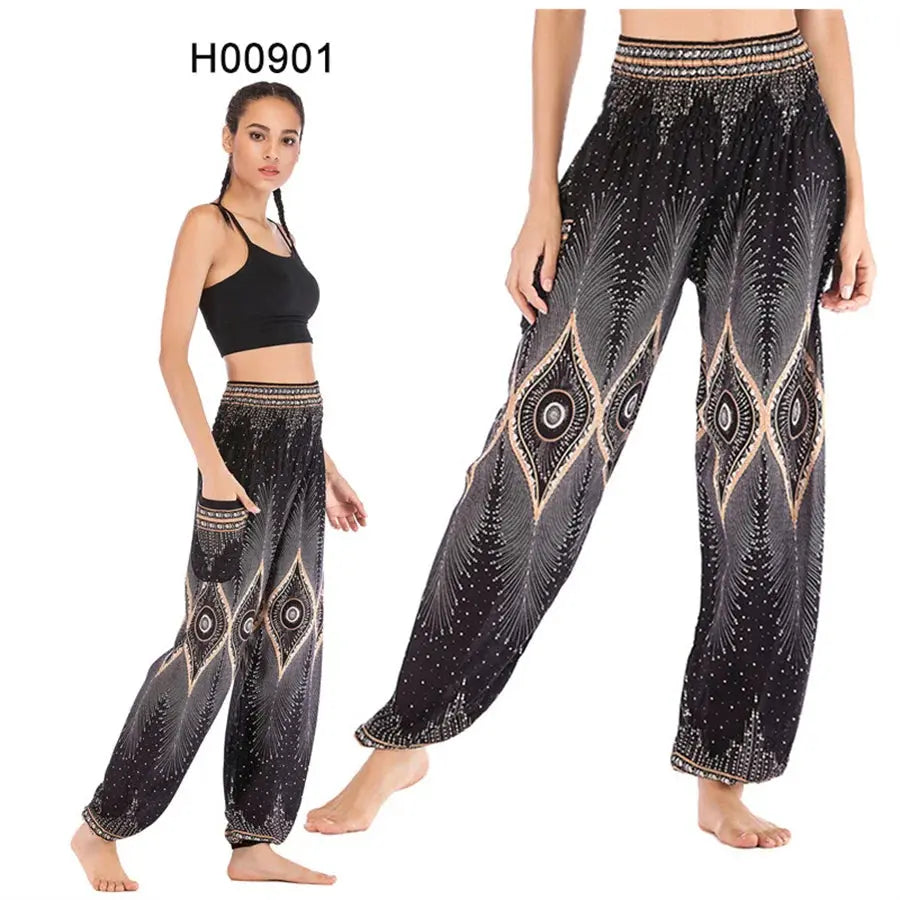 Yoga Pants Women Hippie Harem Printed Leggings Boho High Waisted Pantalone De Mujer Cintura Alta Calca Feminina Beach - Nova Trendz