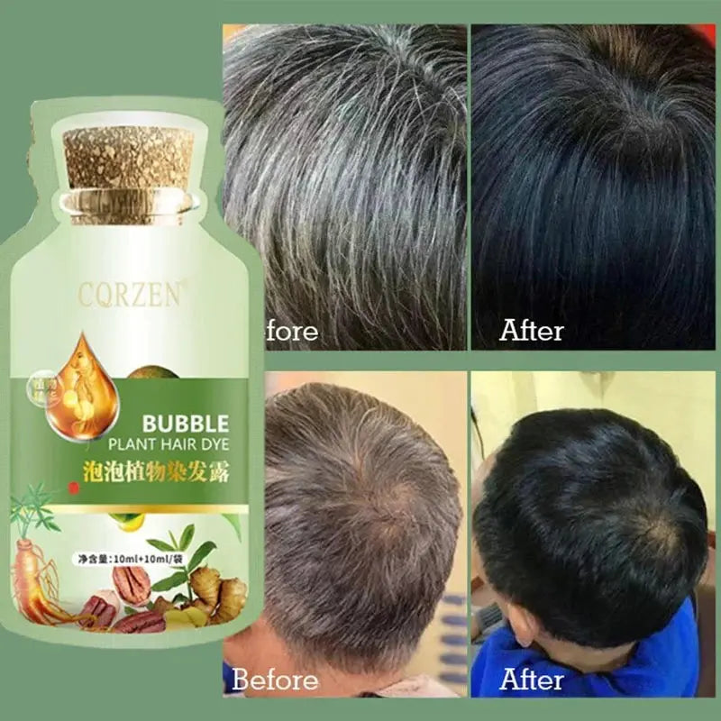 Pure Natural Herbal Hair Dye Shampoo Change Hair Color Cover Gray Hair White Hair Treatment Bubble Plant Hair Dye Hair Care Nova Trendz