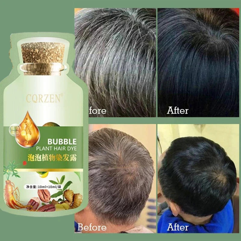 Pure Natural Herbal Hair Dye Shampoo Change Hair Color Cover Gray Hair White Hair Treatment Bubble Plant Hair Dye Hair Care