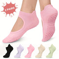 2 Pairs Non-Slip Pilates Socks for Women, Grippy Open-Top Yoga Socks, Breathable Barre Dance Athletic Socks Nova Trendz