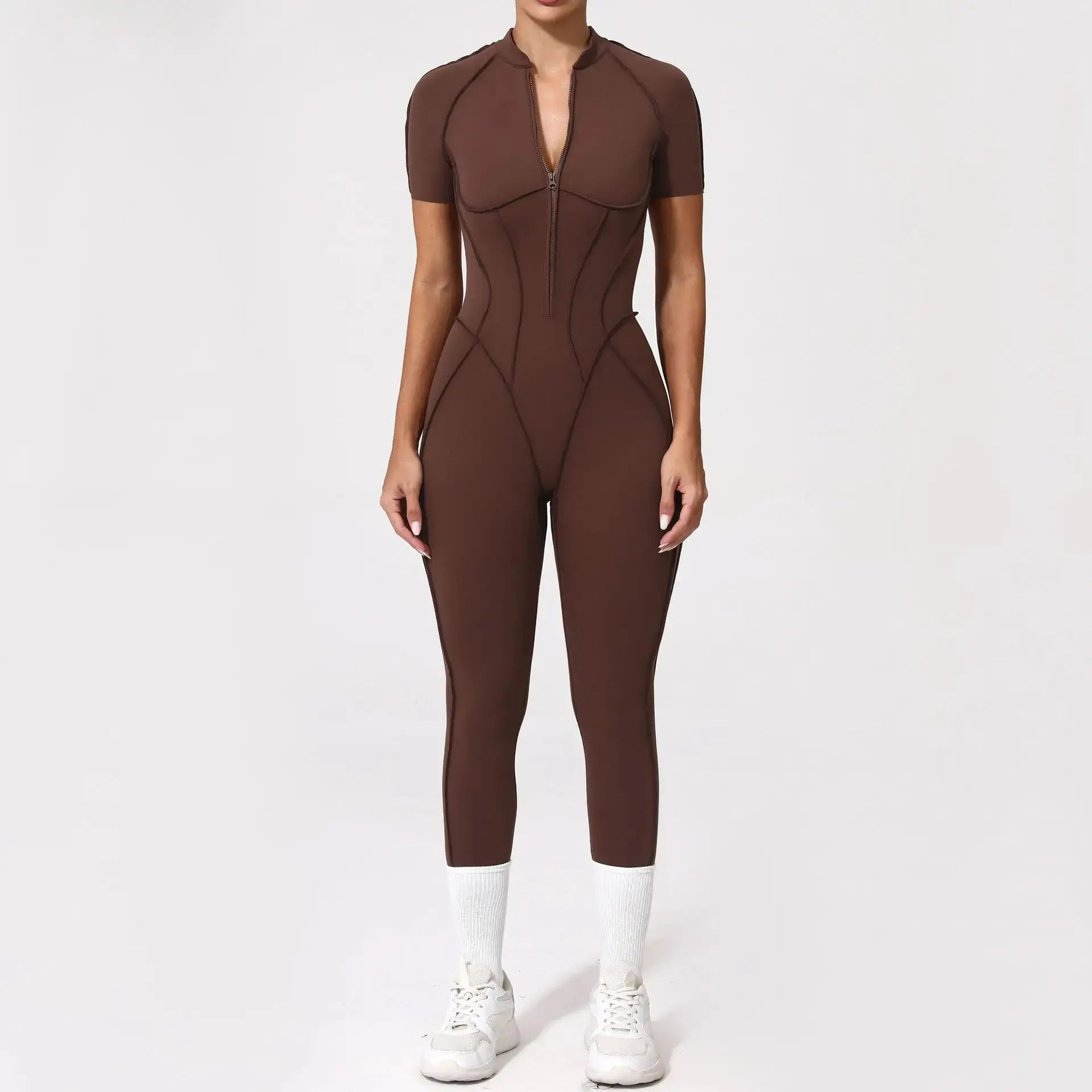 New Seamless Yoga Jumpsuits Sports Fitness Hip-lifting Backless Skinny Zipper One-Piece Workout Clothing Gym Bodysuit for Women - Nova Trendz