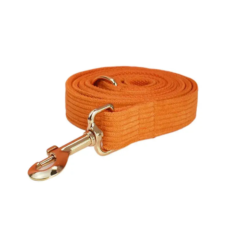 Orange Corduroy Dog Collar And Leash Set For Dogs Custom Engraved Nameplate Pet Supplies Dog Leash Corduroy11 Nova Trendz