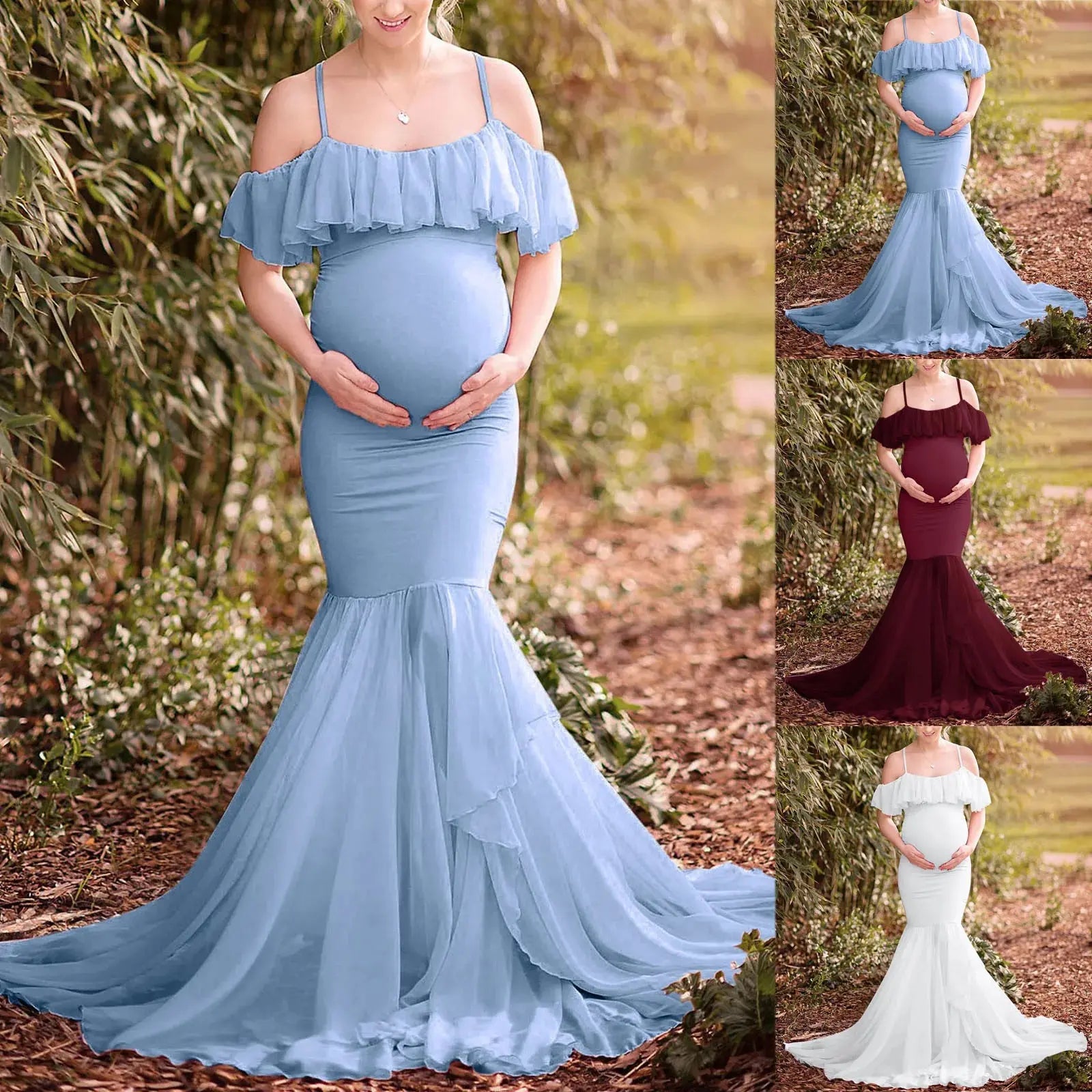 Maternity Dresses For Photo Shoot Pregnant Dress Lace Props Short Sleeve Solid Aline Dress Ropa De Maternidad Embarazo Juvenil Nova Trendz