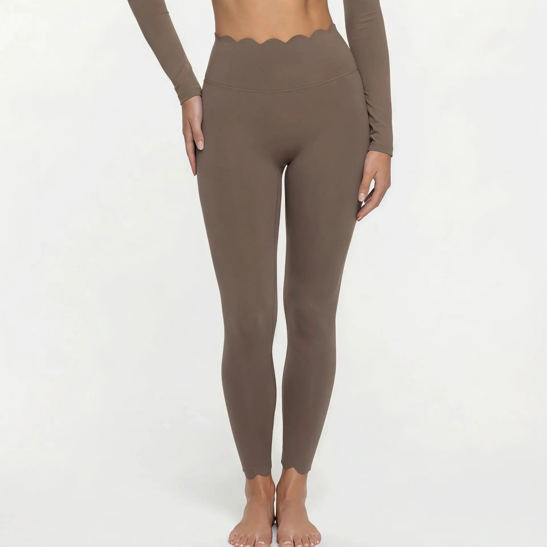 Women's Fake Two-Piece Sports Long Sleeve Halter Neck Pilates Yoga Shirt Slim Fit Fitness Sports Top Leggings Workout Tights - Nova Trendz