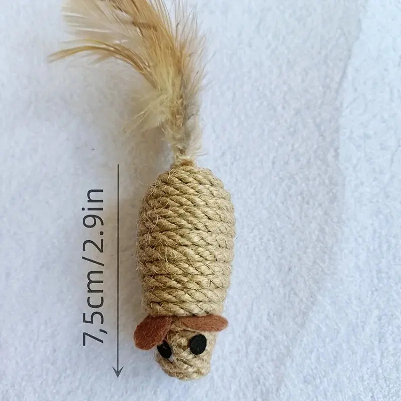 1/4pcs Sisal False Mouse Cat Toy Bite Resistance Stuffed Toy Interactive Cat Toy Simulation Mice Kitten Self-Playing Plush Toys - Nova Trendz