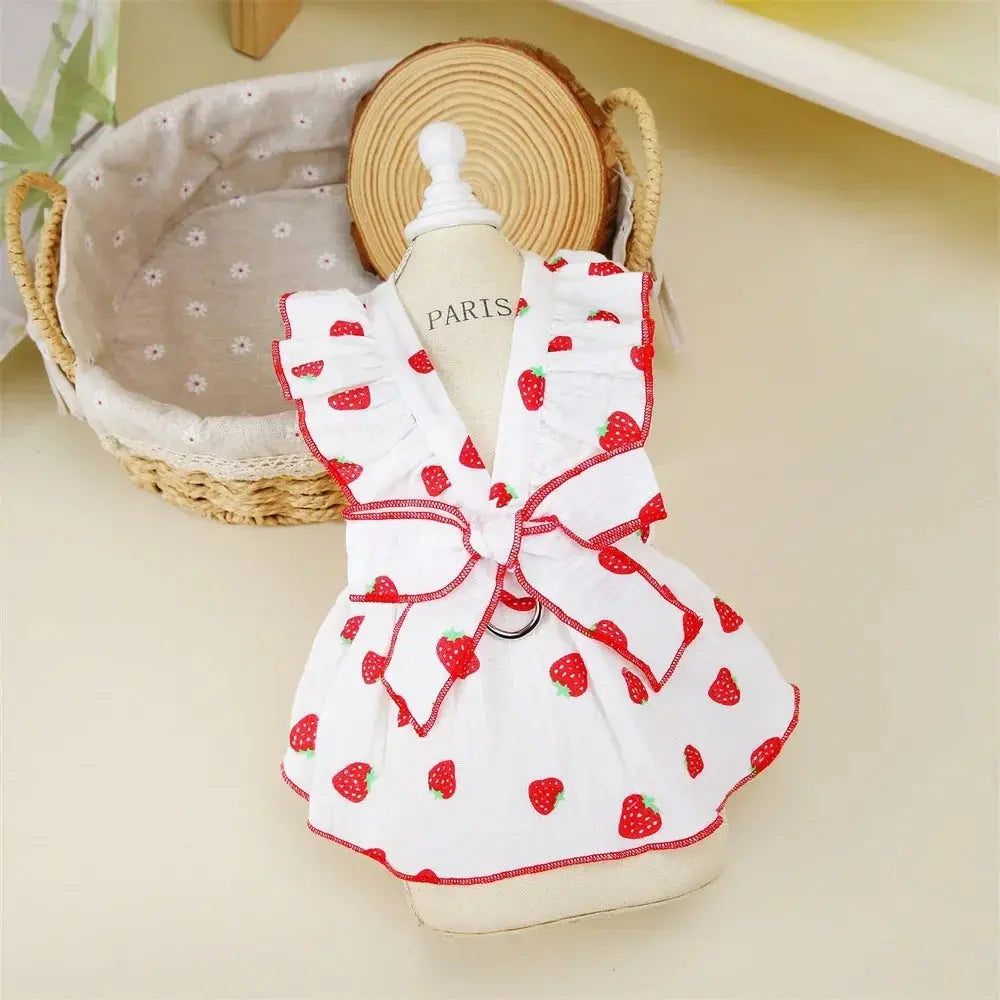 Strawberry Pattern Summer Dress for Dog Pet Clothing Dog Suspender Skirt Cats Puppy Cute Dog Costume Supplies - Nova Trendz