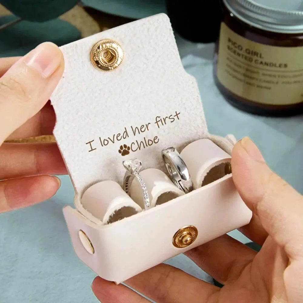 Personalized Initial Leather Ring Bearer Pouch for Dogs Custom Wedding Ring Box for Dog Collars Ring Holder Pet Wedding Gift Nova Trendz