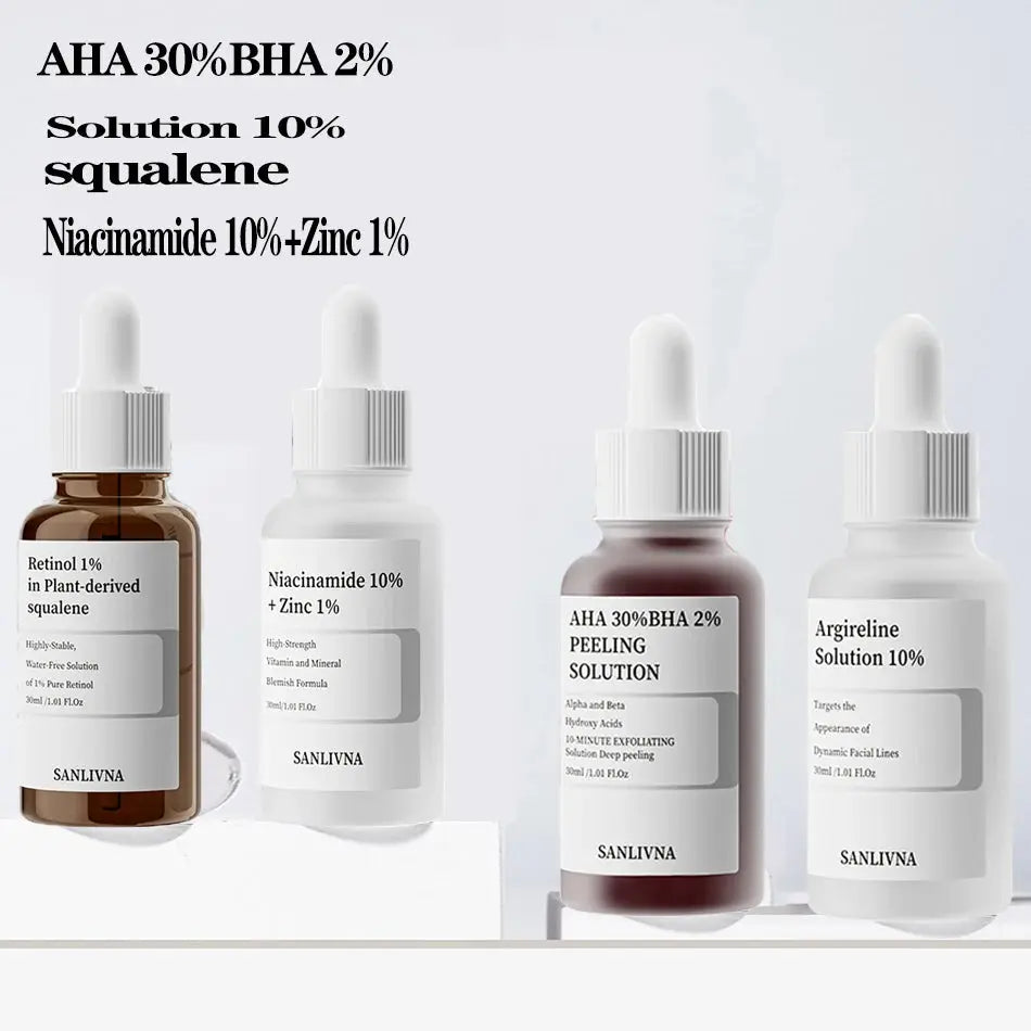 AHA 30%+BHA 2% Exfoliating Face Salicylic Acid Serum 10% Niacinamide + 1% Zinc, 10% Hexapeptide Serum Moisturizing Face Skincare Nova Trendz