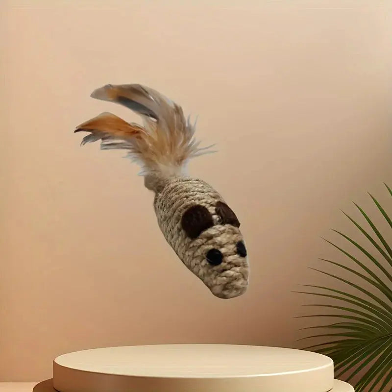 1/4pcs Sisal False Mouse Cat Toy Bite Resistance Stuffed Toy Interactive Cat Toy Simulation Mice Kitten Self-Playing Plush Toys - Nova Trendz