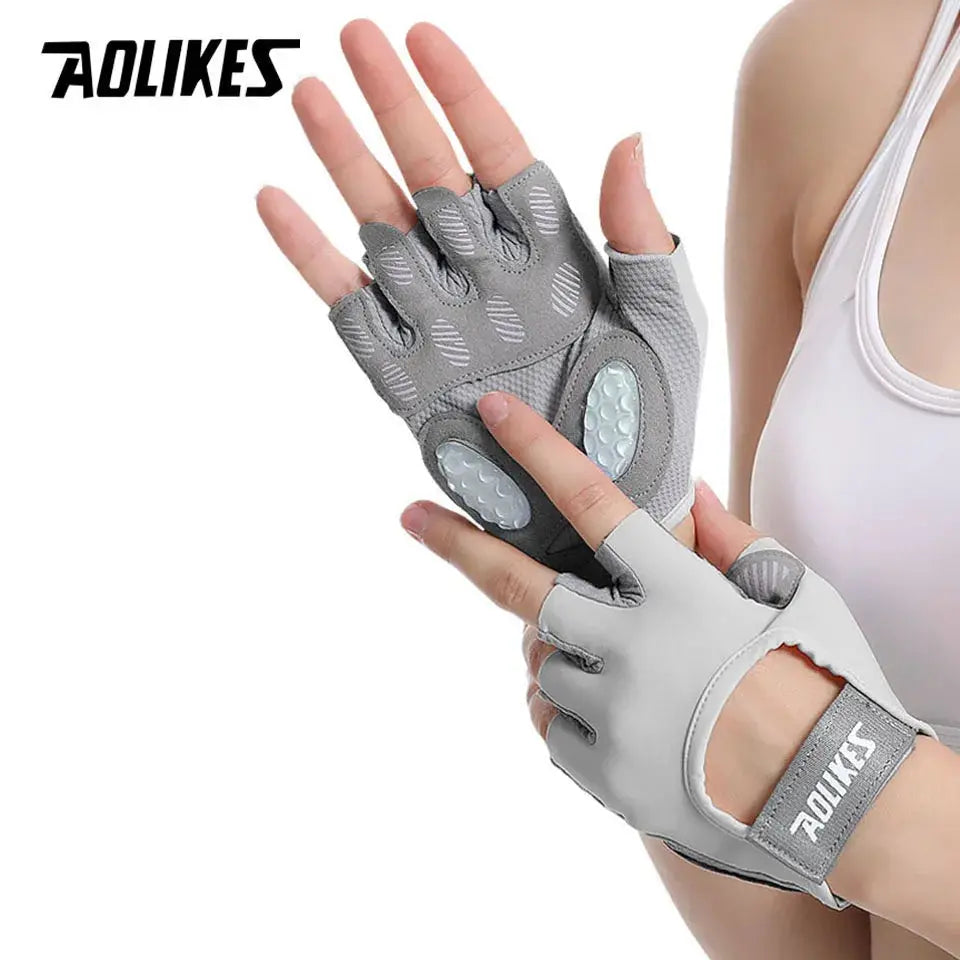 AOLIKES 1 Pair Gym Gloves Body Building Sports Fitness Dumbbell Workout Breathable Gloves for Crossfit Weight Lifting Training Nova Trendz