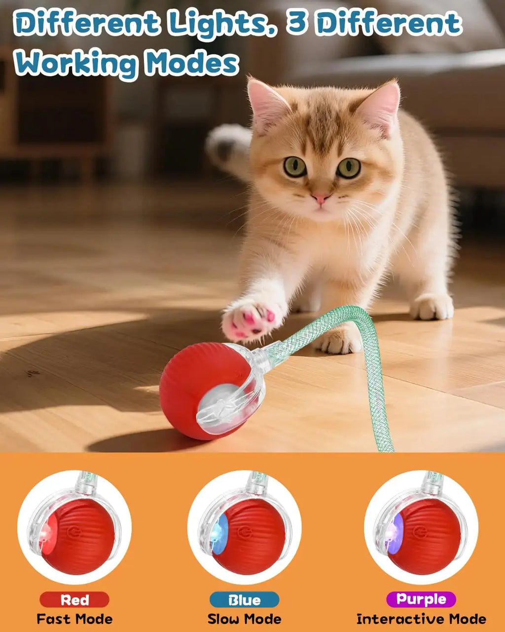 Cat Interactive Ball Toy, Automatic Rolling Ball with Tail, Rechargeable Smart Pet Interactive Toy, Intelligent Mouse for Cat - Nova Trendz