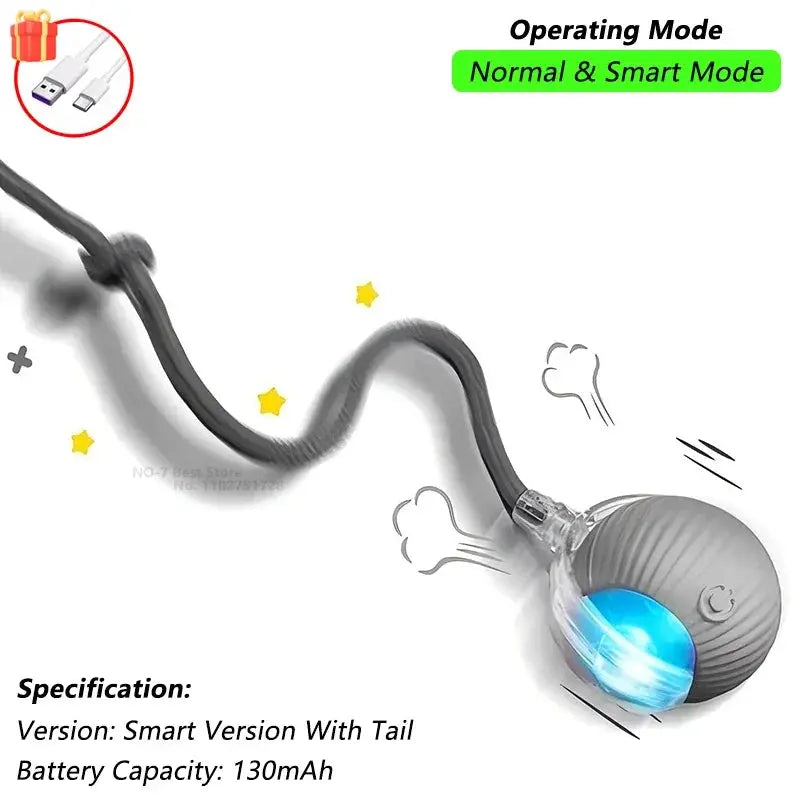 Cat Interactive Ball Toy, Automatic Rolling Ball with Tail, Rechargeable Smart Pet Interactive Toy, Intelligent Mouse for Cat - Nova Trendz