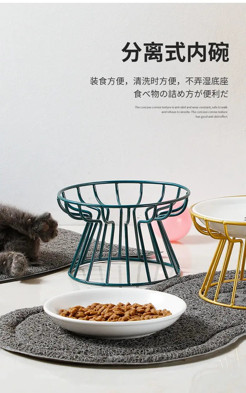 Ceramic For Dog Cat Puppy Kitten Elevated Cat Feeder Drinker Pet Feeder Bowl Pet Supplies Cat Food Bowl Water Feeder Container Nova Trendz