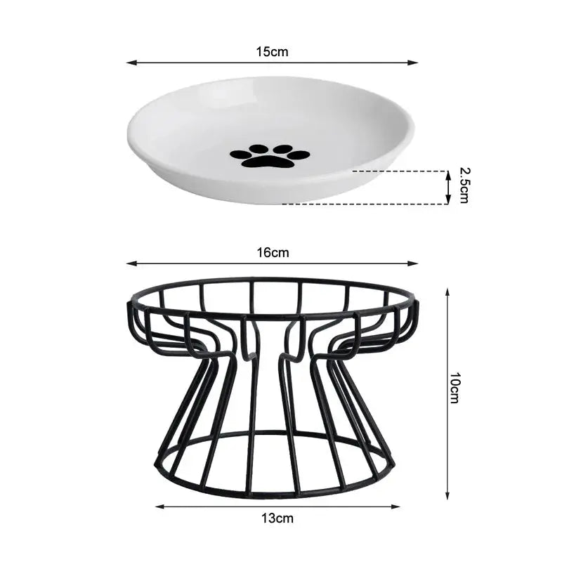 Ceramic For Dog Cat Puppy Kitten Elevated Cat Feeder Drinker Pet Feeder Bowl Pet Supplies Cat Food Bowl Water Feeder Container Nova Trendz