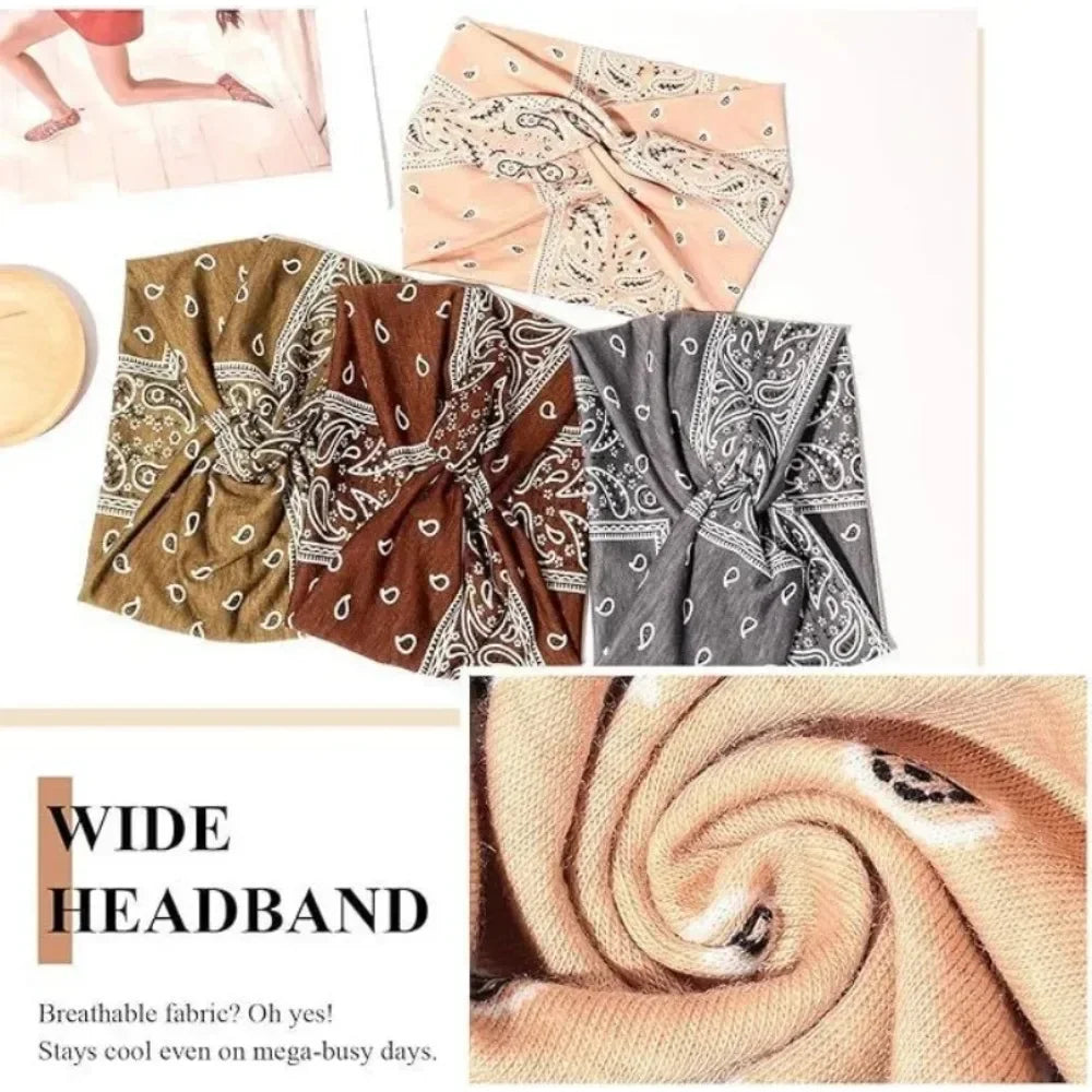 New Yoga Hair Tie Women's Crossnut Headband European and American Print Fashion Hairband Hair Accessories  Sports Headband Nova Trendz