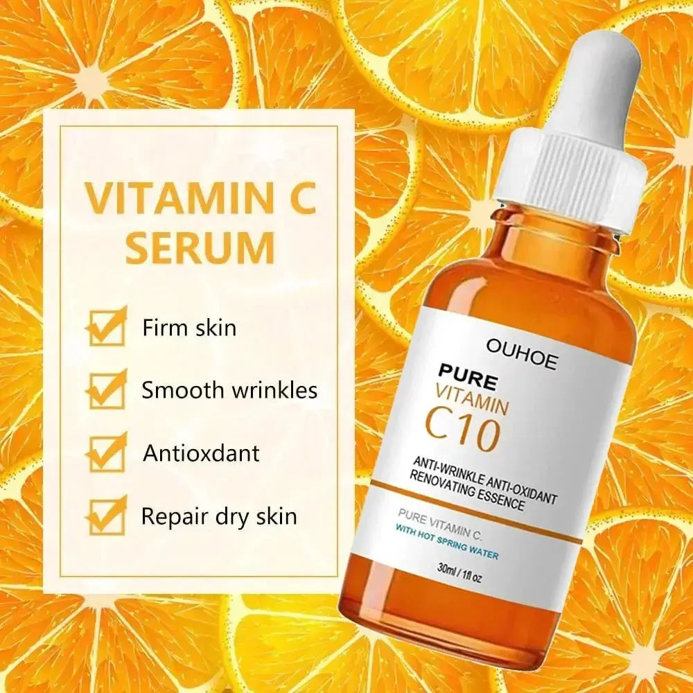 Vitamin C Wrinkle Remover Face Serum Lifting Firming Fade Fine Lines Anti-aging Essence Whitening Brighten Nourish Skin Care Nova Trendz