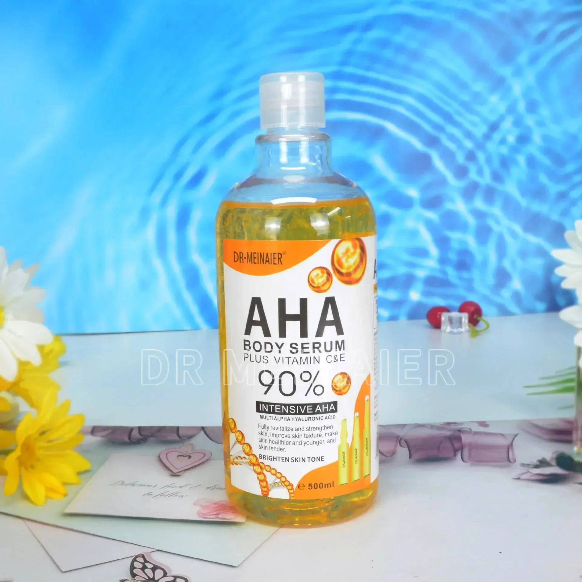 500ML Vitamin C AHA HYALURONIC& NICOTINAMIDE Face Serum Moisturizing Lightening Body Cream Honey&Almonds Nova Trendz