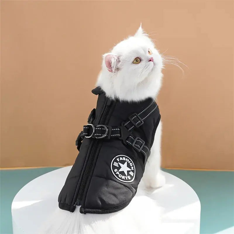 Pet Dog Coat with Harness Winter Cat Waterproof Coat Zipper Dog Jacket with Reflective Harness for Smal Medium Large Dogs - Nova Trendz