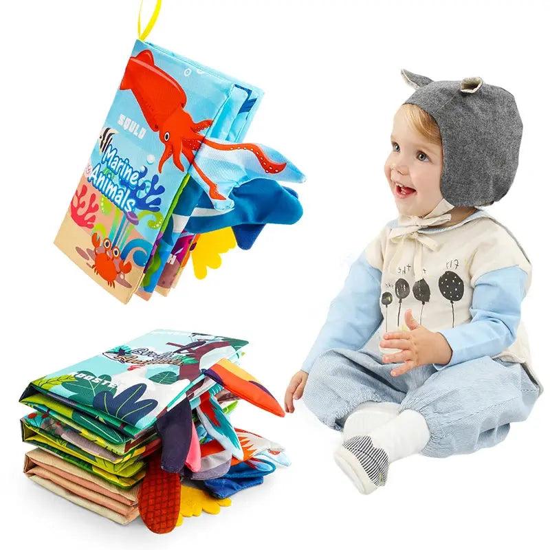 Baby Books Toys, Baby Books 0-6 Months, 3PCS Touch and Feel Cloth Crinkle Soft Books, Toys for 0-3-6-12-18 Months Infant Newborn - Nova Trendz