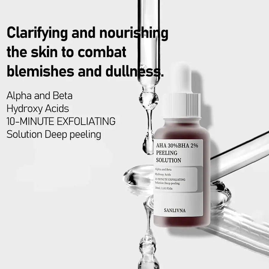 AHA 30%+BHA 2% Exfoliating Face Salicylic Acid Serum 10% Niacinamide + 1% Zinc, 10% Hexapeptide Serum Moisturizing Face Skincare Nova Trendz