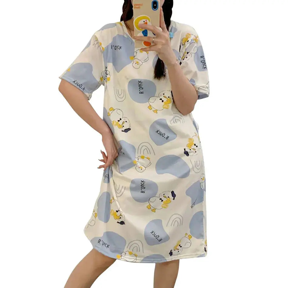 Maternity Clothings Nursing Dresses Breastfeeding Sleepwear Pattern Printing Cheerful and Lively Girl Feeling for Pregnant Women Nova Trendz