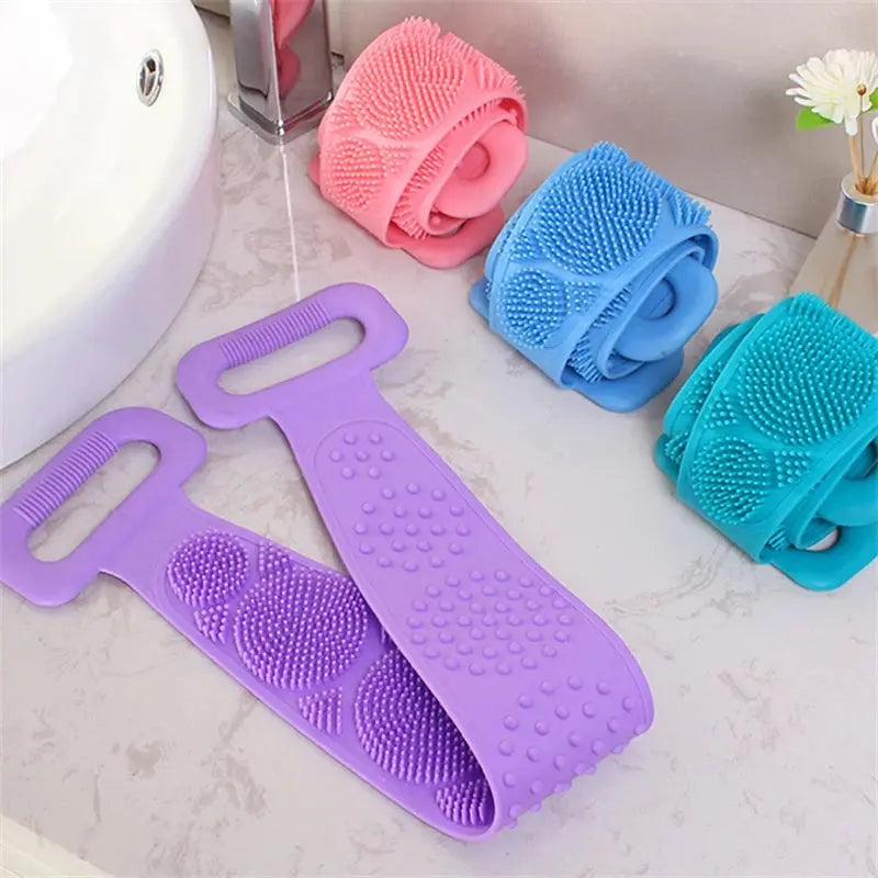 Body Sponge Silicone Brushes Bath Towels Scrubber Rubbing Back Peeling Massage Shower Belt Extended Skin Clean Brushes Nova Trendz