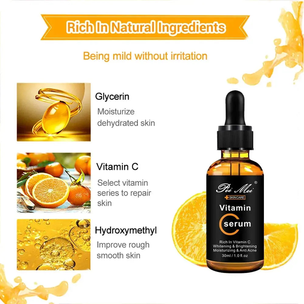 Skincare Products Vitamin C Facial Serum Brighten Skin Lighten Spots Hyaluronic Acid Face Essence Skin Care Products 30ml Nova Trendz