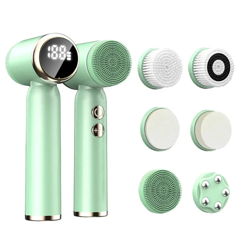 Six-In-One Cleansing Brush Face Wash Brush Clean Pores Exfoliating Silicone Facial Deep Pore Skin Care Scrub Cleanser Tool Nova Trendz