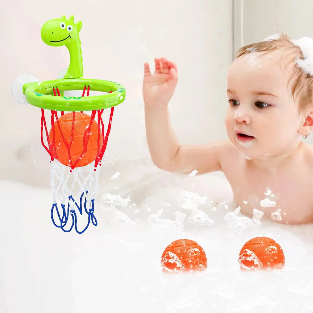 Baby Bath Toy Children Water Play Toys Set Bathroom Bathtub Suction Cup Shooting Basketball Hoop with 3 Balls Bath Toys for Kids - Nova Trendz