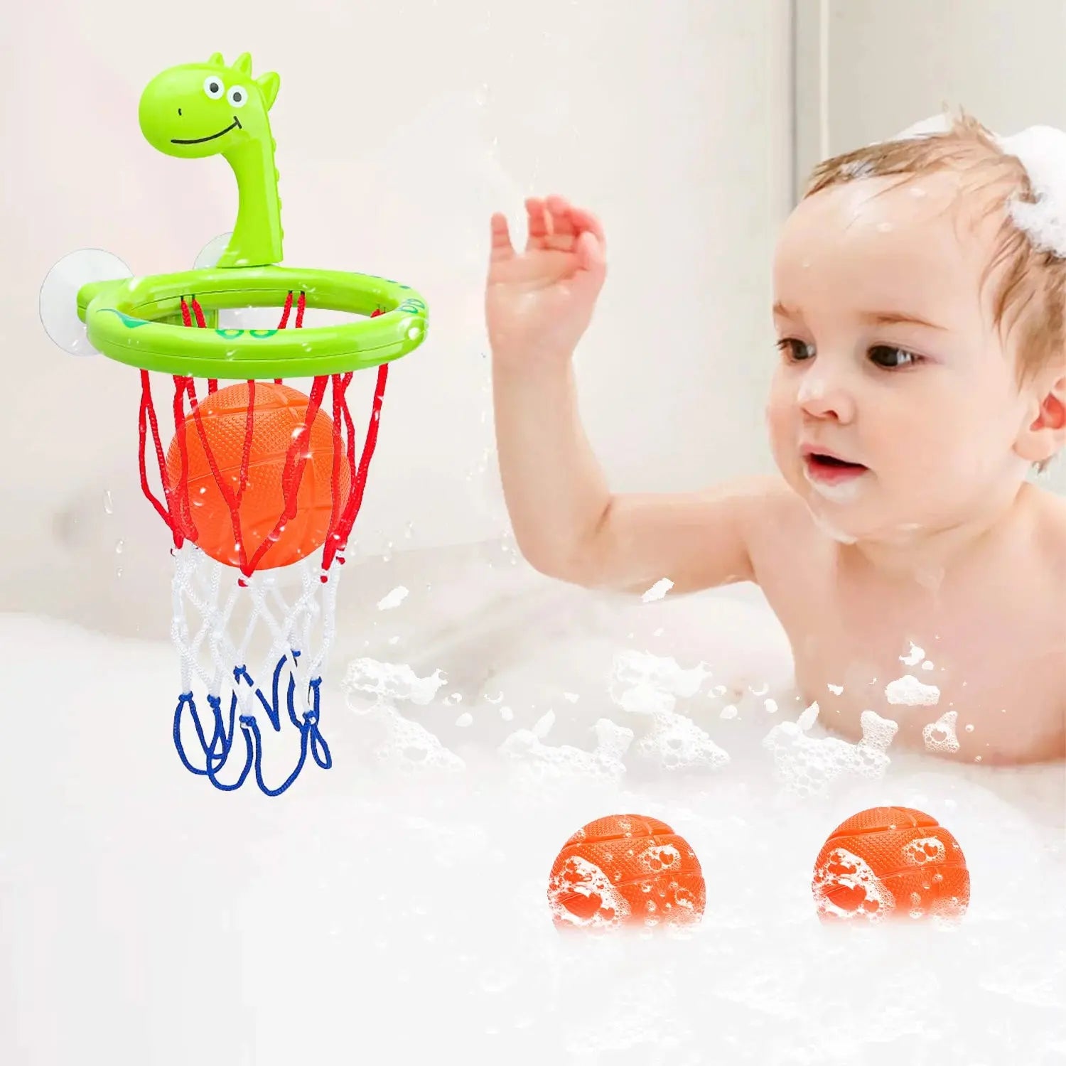 Baby Bath Toy Children Water Play Toys Set Bathroom Bathtub Suction Cup Shooting Basketball Hoop with 3 Balls Bath Toys for Kids - Nova Trendz