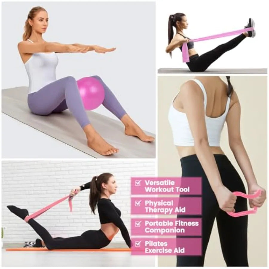 Home Pilates Essentials Kit for Women with 9 Inch Yoga Ball Figure 8 Resistance Band Pilates Bands Accessories Pilates Ring and Nova Trendz