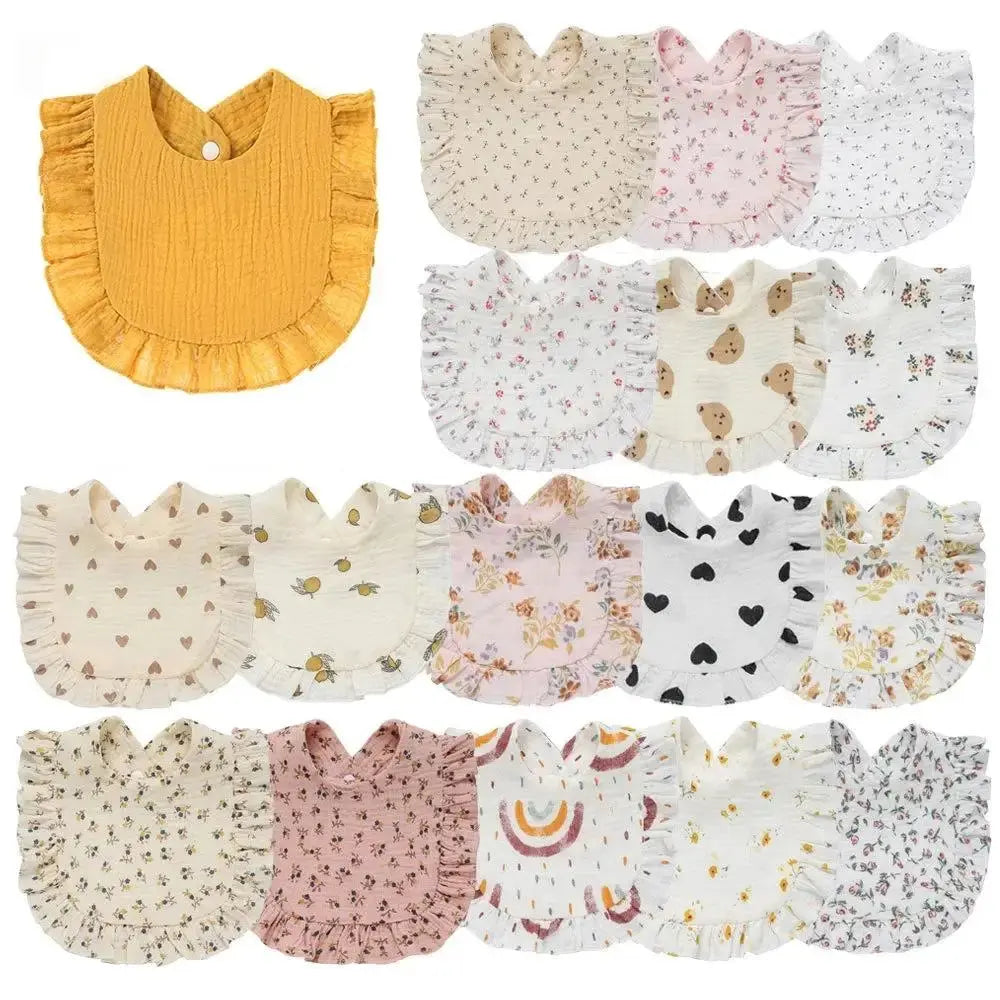 2025 New Baby Feeding Drool Bib Ruffle Floral Infants Lace Saliva Towel Soft Cotton Burp Cloth For Newborn Toddler Kids Bibs Nova Trendz