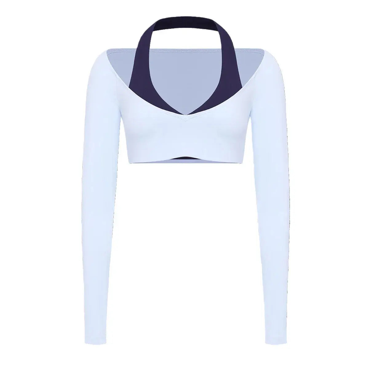 Women's Fake Two-Piece Sports Long Sleeve Halter Neck Pilates Yoga Shirt Slim Fit Fitness Sports Top Leggings Workout Tights - Nova Trendz