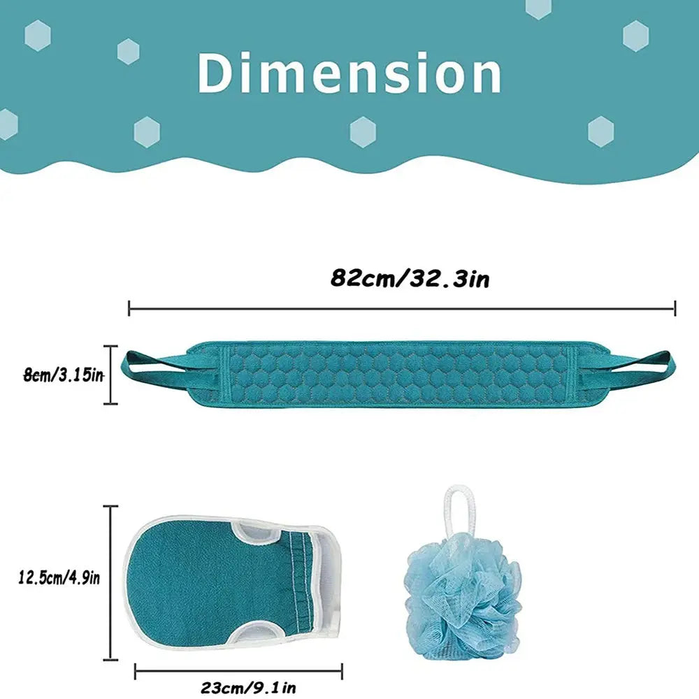 Exfoliating Body Scrubber Set - Includes Back Scrubber, Bath Glove And Shower Bath Sponge Loofah Nova Trendz