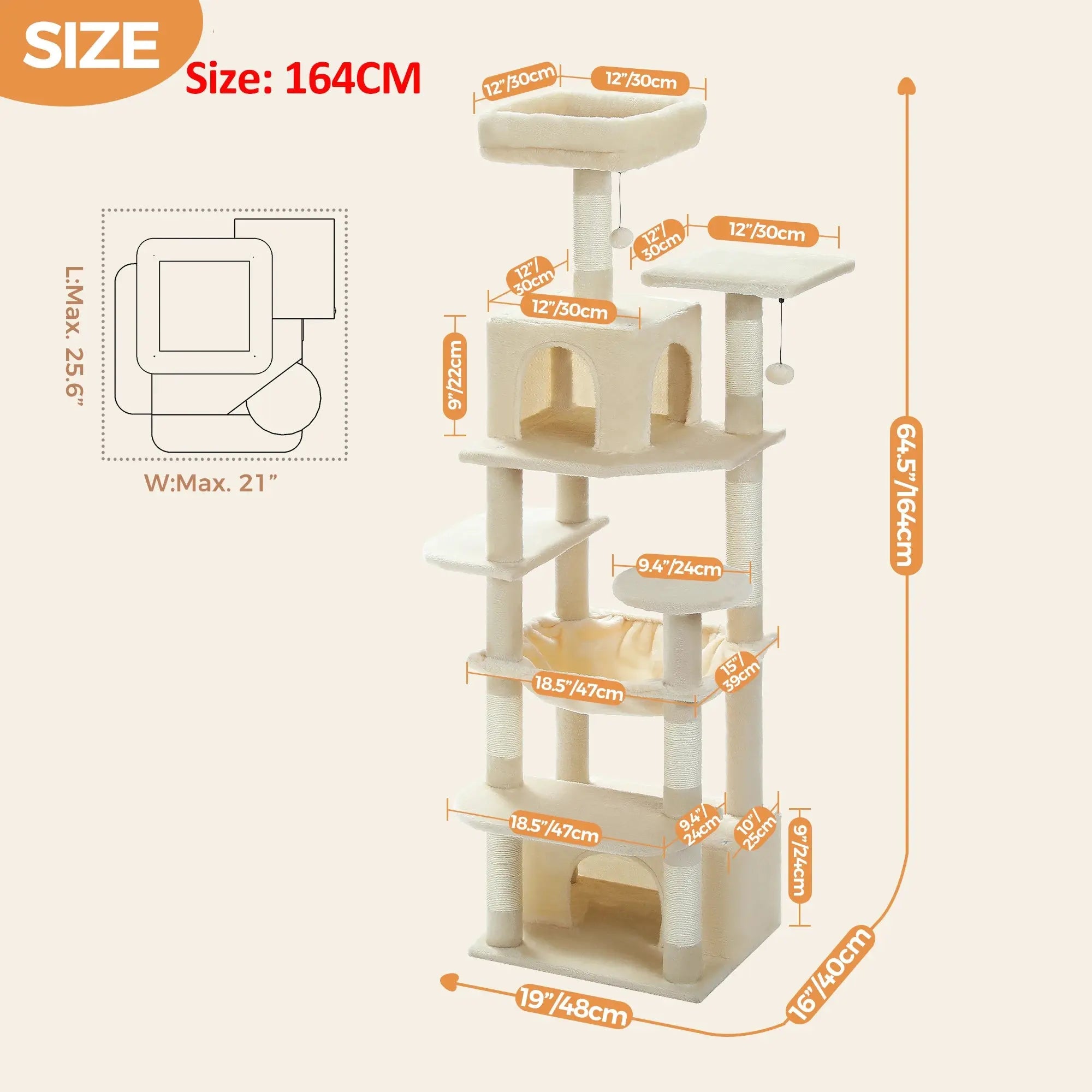 184cm Large Cat Tree and Tower for Indoor Cats With Sisal-Covered Scratching Posts Spacious Hammock Padded Perches and Condos Nova Trendz