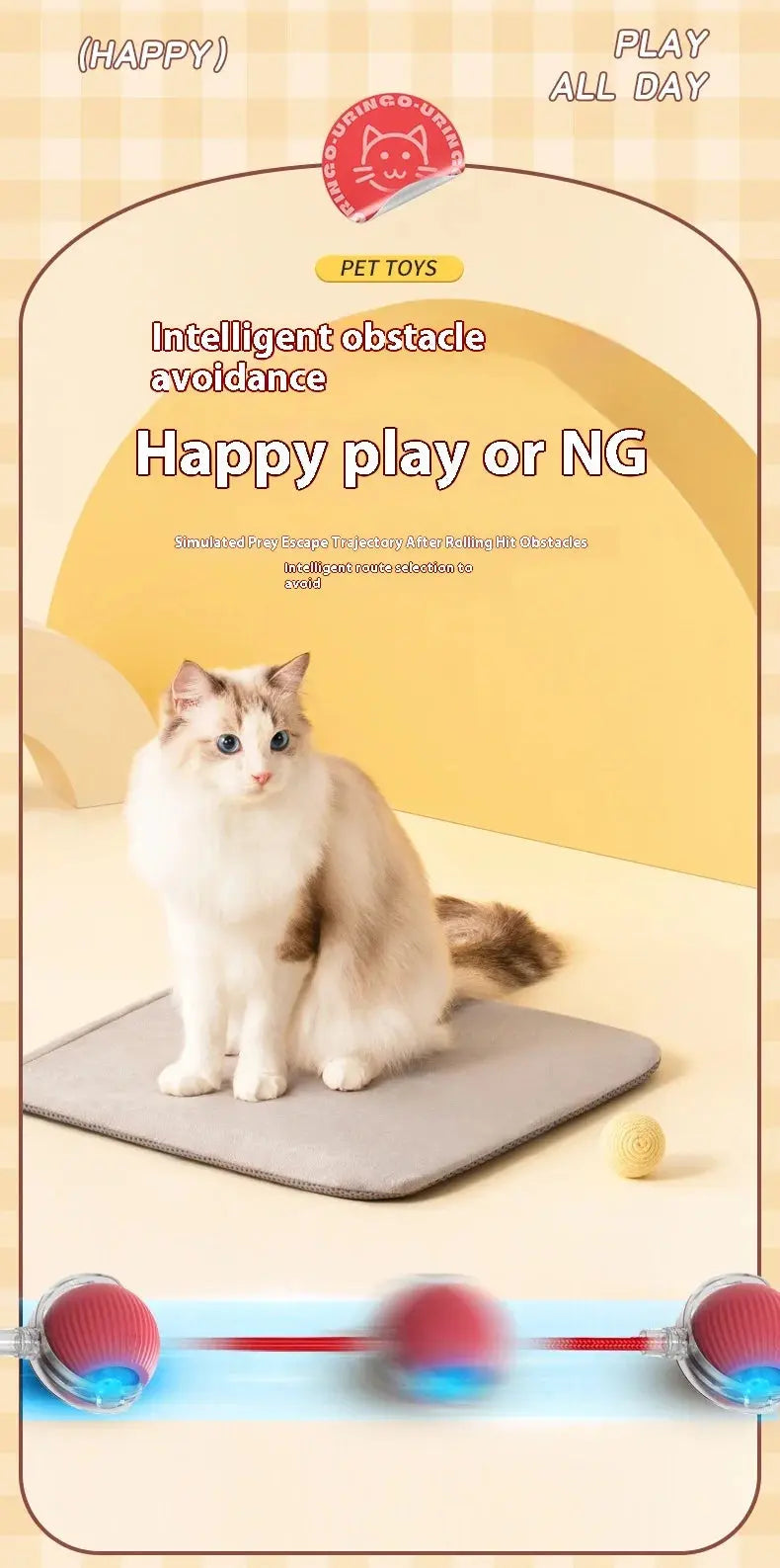 Cat Interactive Ball Toys Automatic Rolling Ball Faux Tail Rechargeable Smart Pet Electric Toy Dog Cat Training Imitate Mouse - Nova Trendz