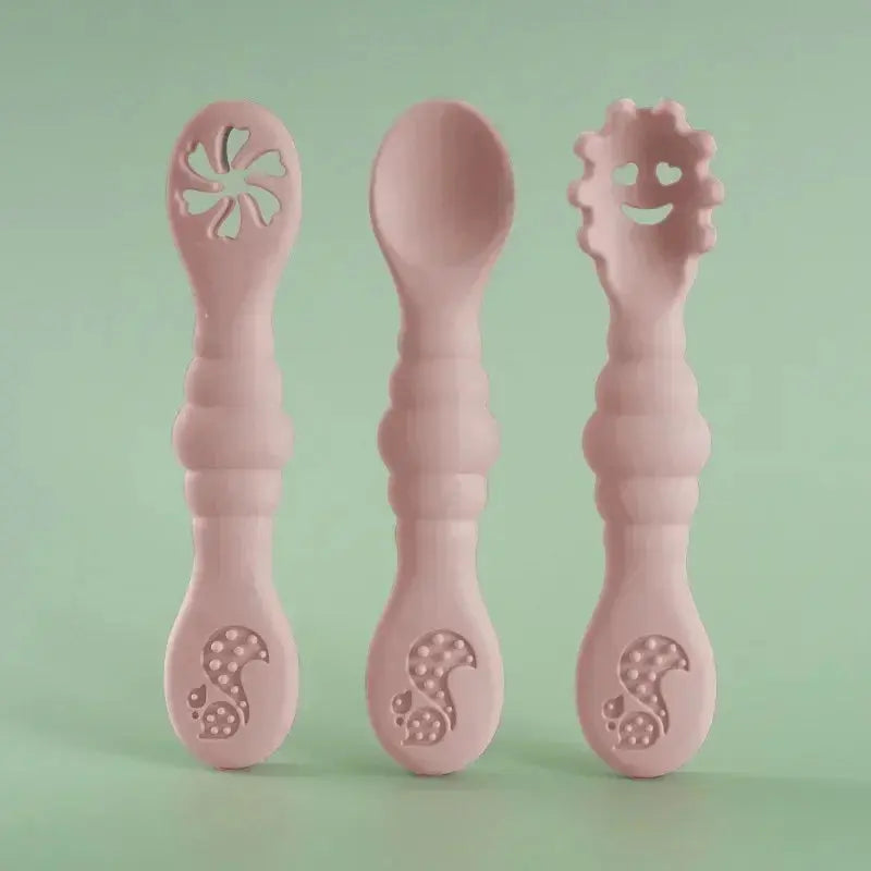 3PCS Silicone Spoon Fork For Baby Utensils Set Feeding Food Toddler Learn To Eat Training Soft Fork Cutlery Children's Tableware Nova Trendz
