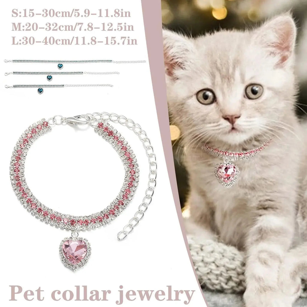 Dog Cat Rhinestone Diamante Collar Necklace Puppy Crystal Bling Pet Accessories For Puppy Kitten Crystal Pendant Diamond Collars Nova Trendz