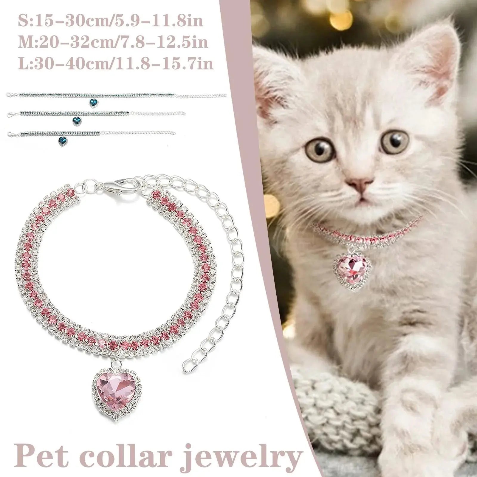 Dog Cat Rhinestone Diamante Collar Necklace Puppy Crystal Bling Pet Accessories For Puppy Kitten Crystal Pendant Diamond Collars Nova Trendz