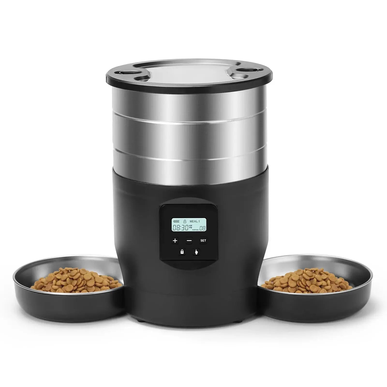 4.5L Button WiFi Automatic Cat Feeder Includes Two Stainless Steel Bowls Smart Pet Cat and Dogs Food Dispenser Feeder Pet Feeder - Nova Trendz