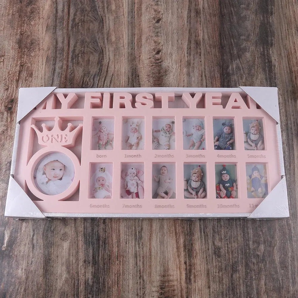 Ylsteed My First Year Baby Keepsake Picture Frame 0-12 Month Monthly Growth Photo Frame Souvenirs Newborn Photography Props Nova Trendz