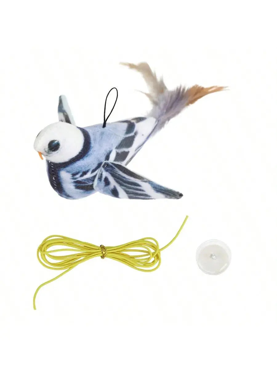 Random color Queaky Feathered Bird Cat Toy - Interactive Play and Chirp for Kittens, No Battery Needed, Ideal for Medium Breeds Nova Trendz