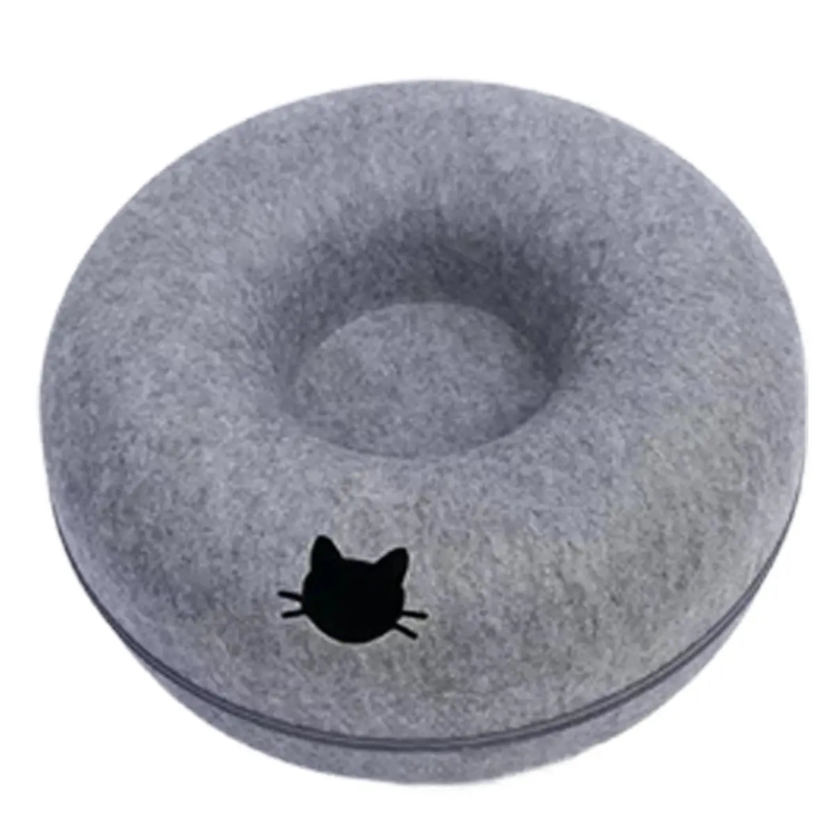 Felt Donut Bed for Cats House With Breather Hole Dog Bed Interactive Play Toys for Cats to Hide 2 in 1 Tunnel for Cats Bed - Nova Trendz