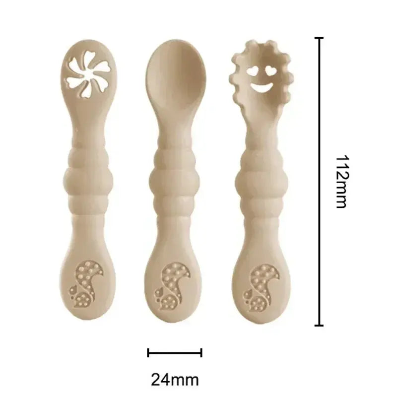 3PCS Silicone Spoon Fork For Baby Utensils Set Feeding Food Toddler Learn To Eat Training Soft Fork Cutlery Children's Tableware Nova Trendz