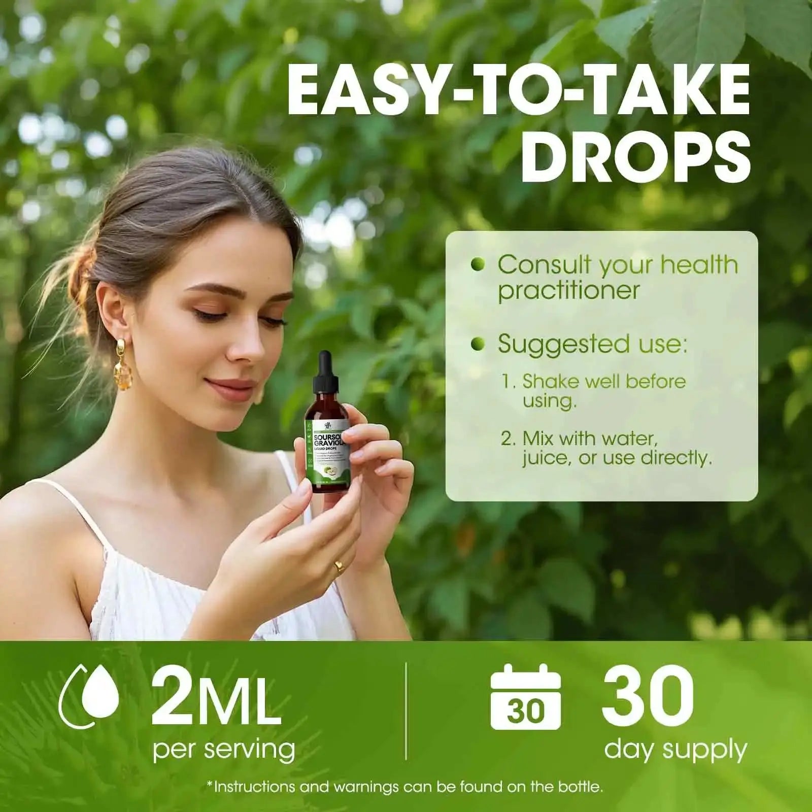 Organic Soursop Graviola Liquid Drops for Natural Antioxidant, Cell Support & Regeneration, Immune Boost, Rich in Multivitamin - Nova Trendz