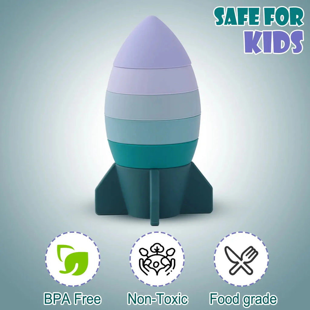 Color Kids 1Set Silicone Cartoon Teether Building Blocks Educational Chew Toy for Babies 0-12 Months BPA Free Sensory Baby Toy Nova Trendz
