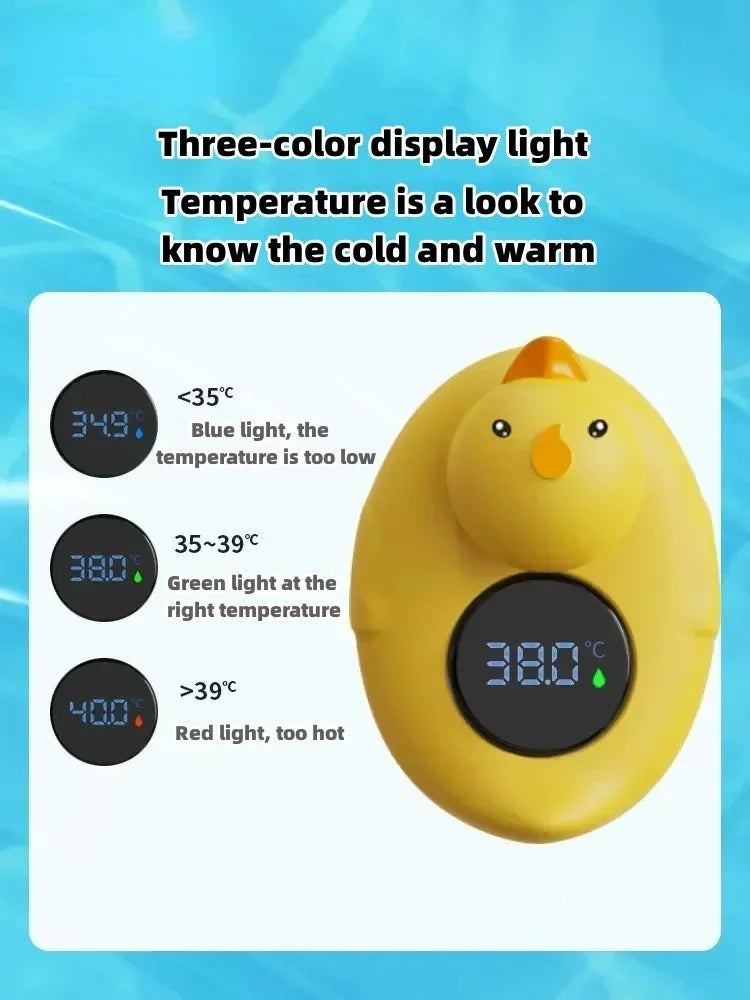 Baby Safe Bath Thermometer - Cute Floating Duck with LED Temp Display & Waterproof Alarm for Toddlers Bebe Banho