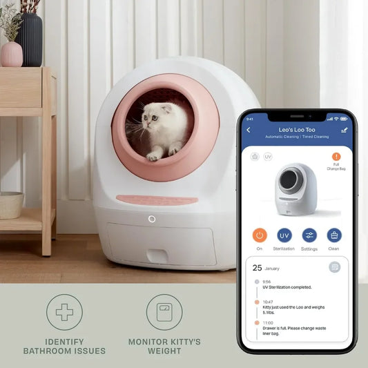 Self-Cleaning Cat Litter Box – Wi-Fi App Control, Whisper Quiet | Anti-Pinch with UV Odor Removal & Health Monitor