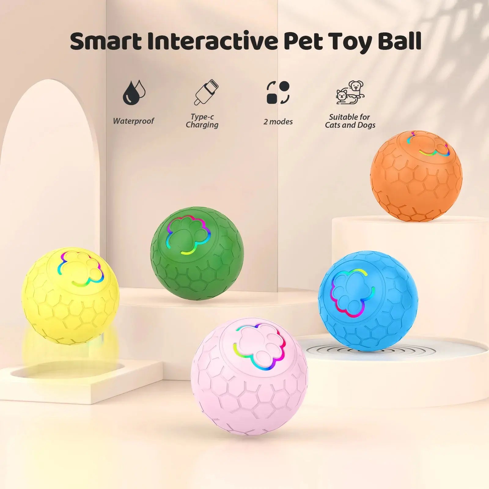 Smart Dog Toy Ball Electronic Interactive Pet Toy Ball USB Automatic Bouncing Rolling Toy Ball With RGB Lights Puppy Cat Product - Nova Trendz